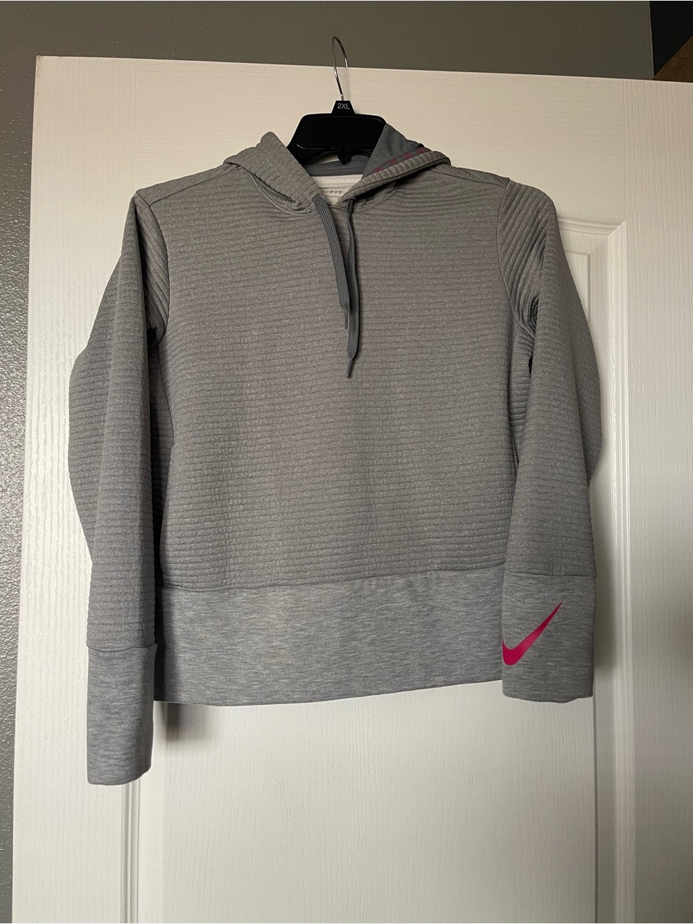 Nike Women’s Gray Hoodie with Pink Swoosh